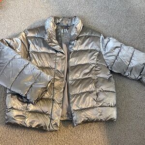 Zara Silver Puffer Jacket for Kids